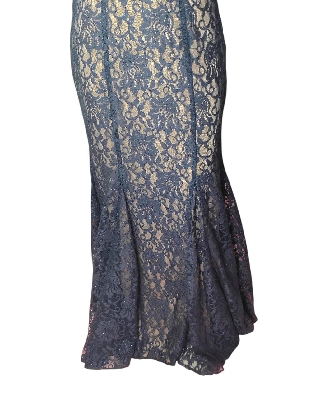 Nightway Black Lace Halter Maxi Dress with Keyhole Front EUC Size 8 - Picture 4 of 6